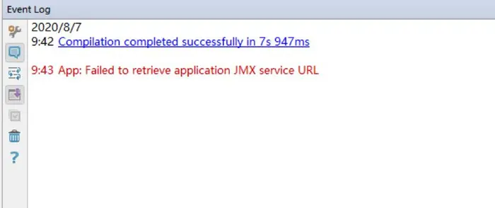sprijngboot项目，debug启动报错： Failed to retrieve application JMX service URL