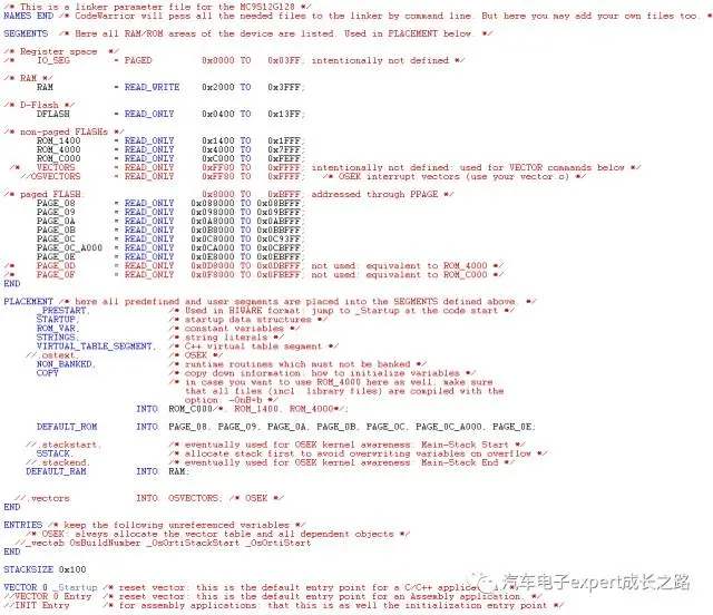 【转载】CodeWarrior IDE使用tips之prm链接文件详解(自定义存储器分区以及自定义RAM数据初始化与在RAM中运行函数）...