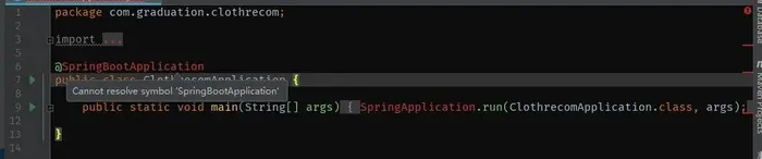 新建springboot项目报错：can't resolve symbol 'springbootApplication'