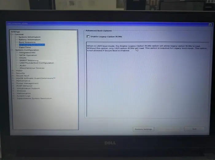 Dell灵越 5559笔记本安装固态硬盘 BIOS设置