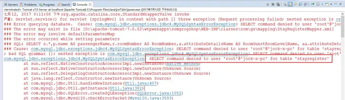 解决mybatis的SELECT command denied to user 'root'@'192.168.1.47' for table 'user'的报错。mysql用户权限修改，表权限修改。