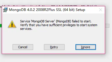 MongoDB安装过程中出现service MongoDB failed to start，verify that you have sufficient privileges to start...