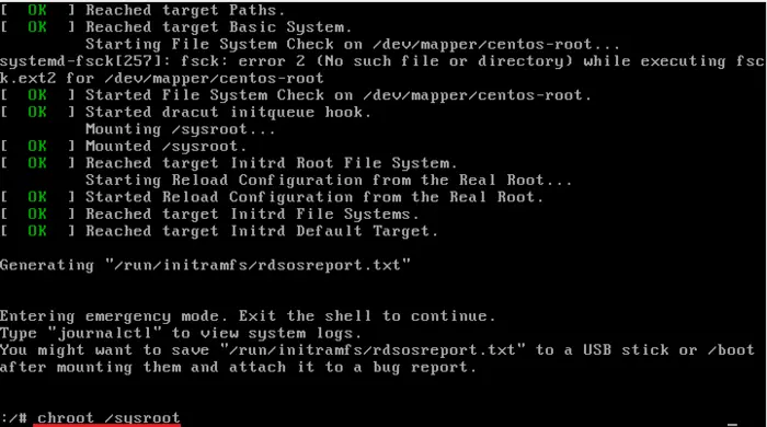 重置CentOS 7 root用户的密码