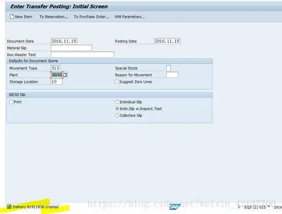 SAP MB1B + 313&315做二步法货物移动报错-创建交货的数据不完全(客户)-